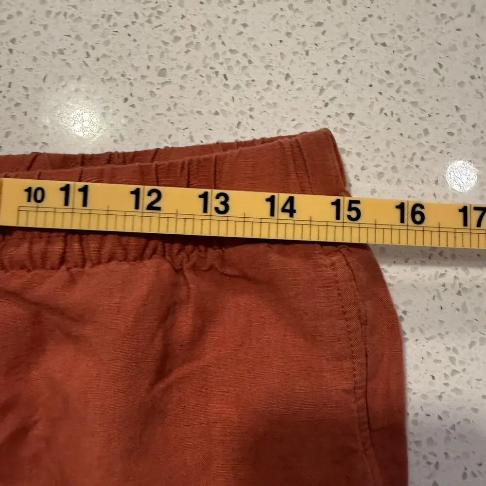 H&M Linen Blend Wide Leg Pull On Pants Rust Orange Relaxed Medium Resort Summer